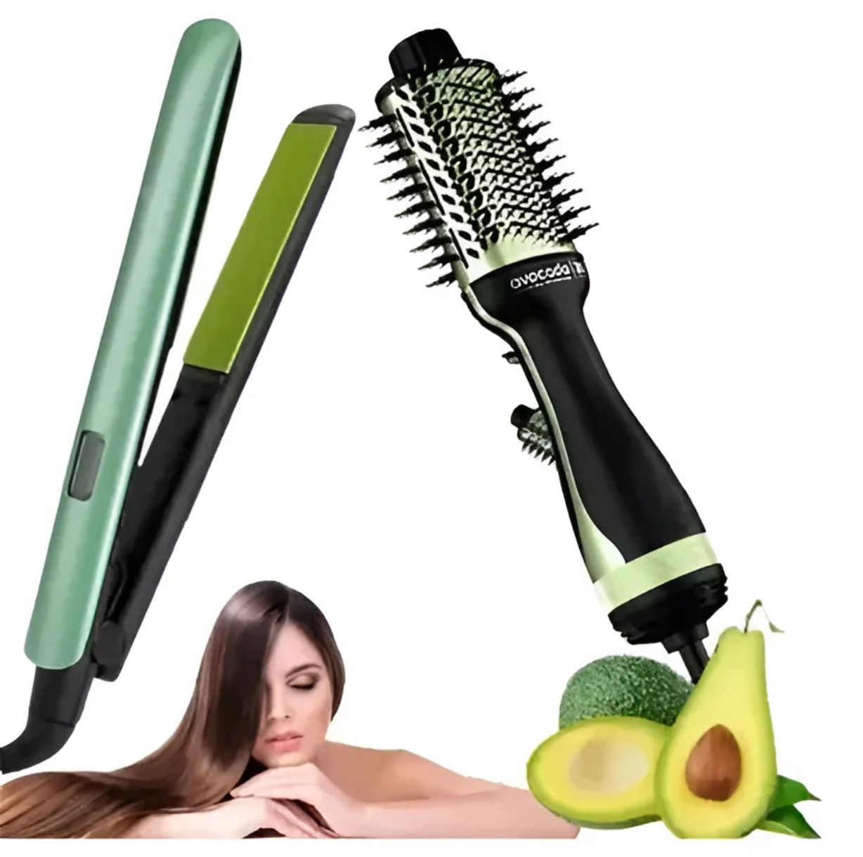 COMBO PLANCHA Y CEPILLO SECADOR AGUACATE